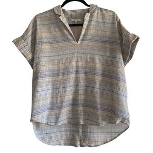 Madewell Crinkle Hayden Stripe Popover Top | Size M